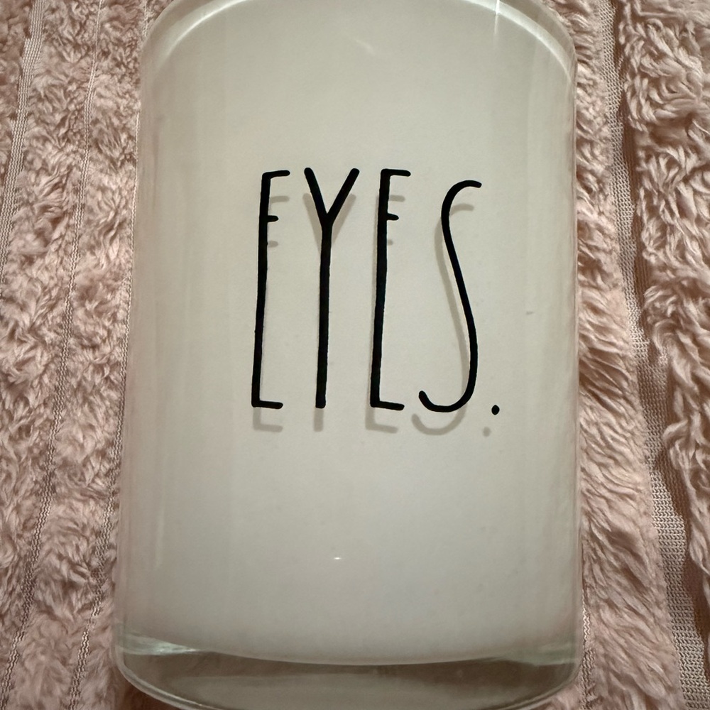 Rae Dunn White Glass Jar with Black Text 3” diameter